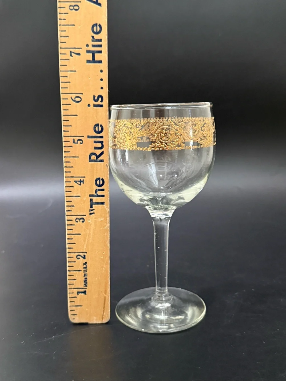 Lot of 4 Vintage MCM Culver Tyrol 22k Gold Gilt 5.75” Stemmed Wine Glasses